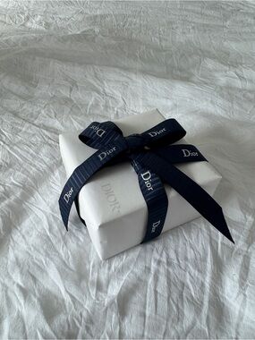 Dior Jewelry Gift Box with Navy Logo Ribbon